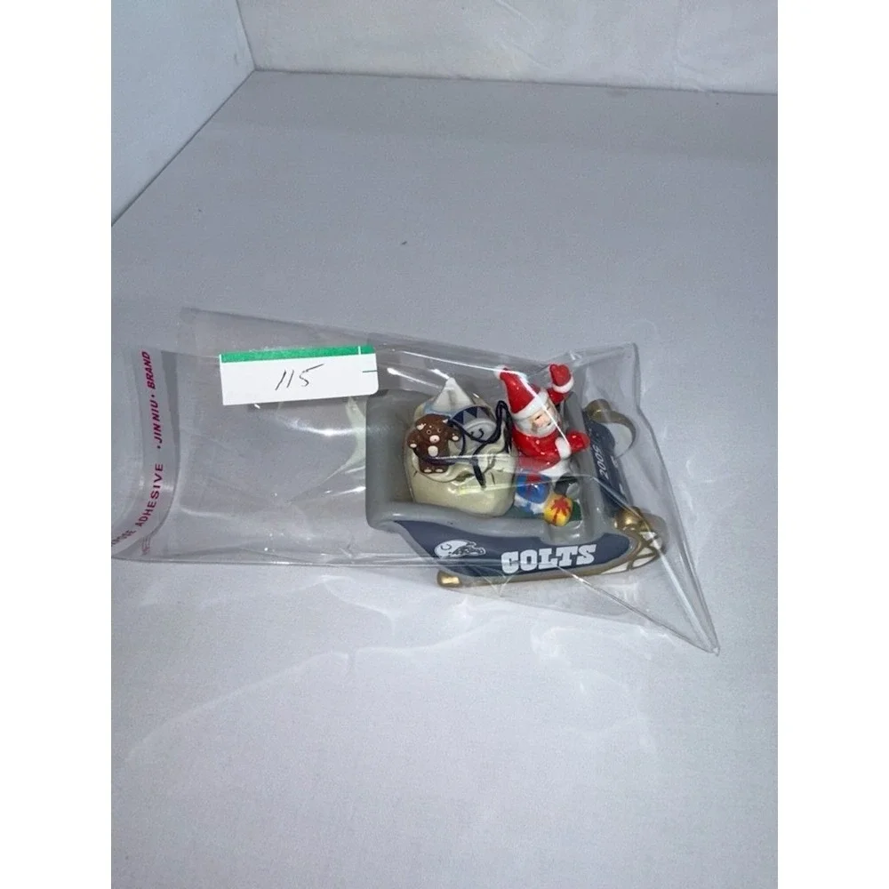 Danbury Mint NFL 2009 Indianapolis Colts Santa Claus Blue Sleigh Ornament